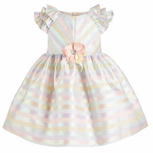 Bonnie Baby Baby Girls Pastel Striped Spring/Easter Dress